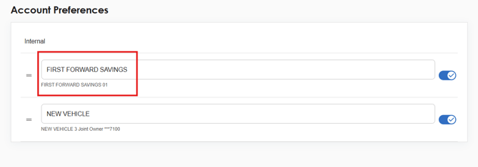 account preferences internal account name edit example
