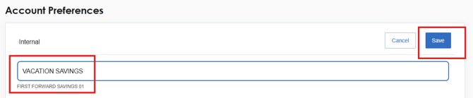 account preferences internal account name edit example save